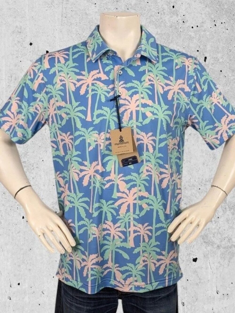 Chubbies Polo Shirt Size Large NWT Tropical Palm Tree